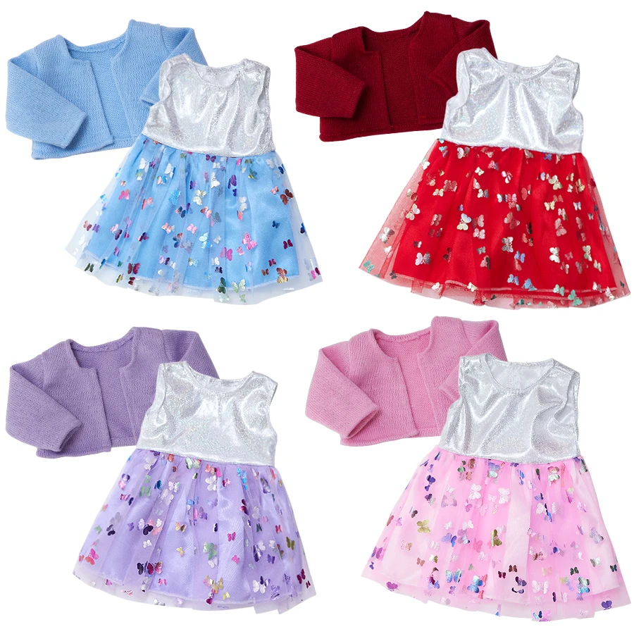 Doll Clothes for 16-18Inch 40-45cm Doll Baby Doll Sweater Butterfly Skirt Reborn Doll Clothes Accessory Baby Girl Gift