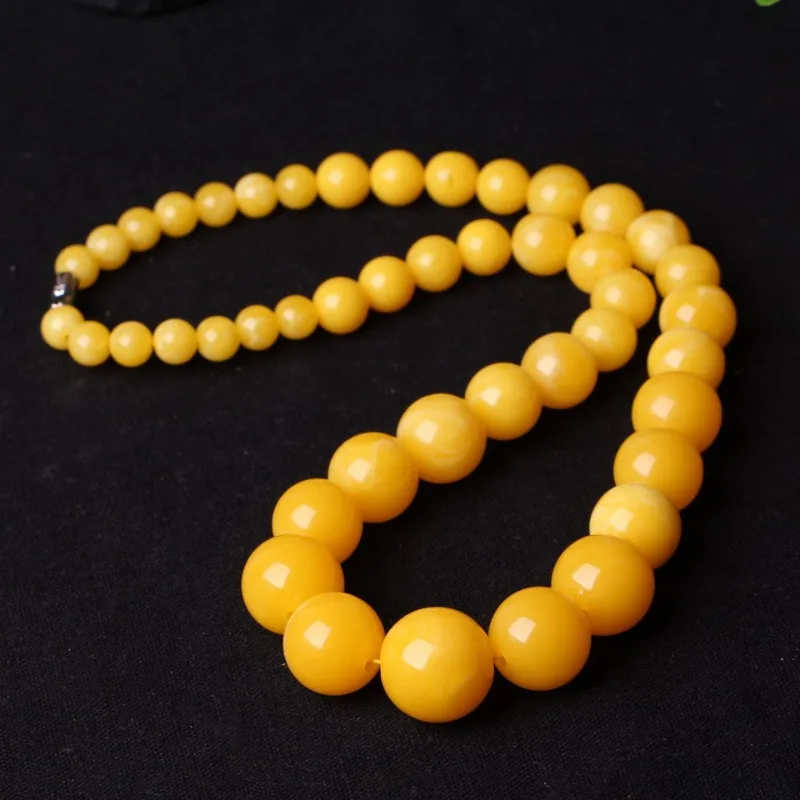 Old Beeswax Chicken Oil Beaded Necklace for Men and Women