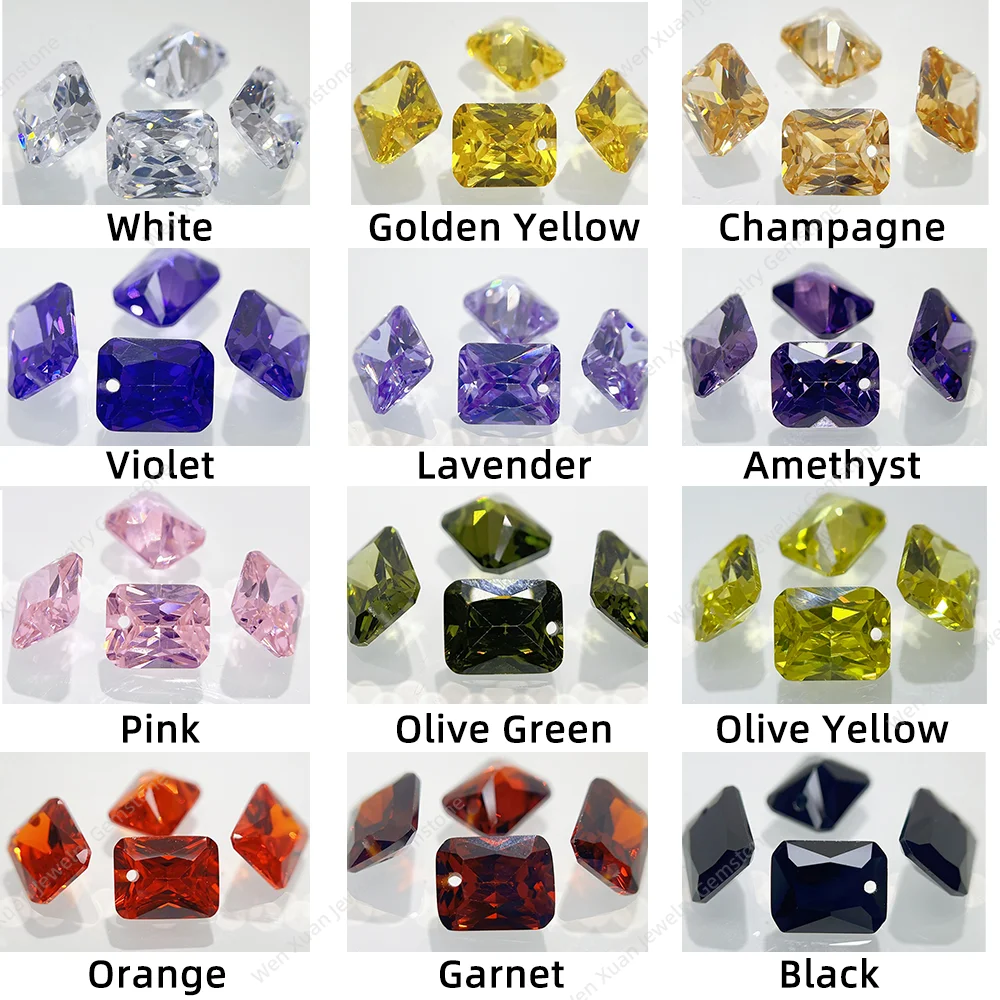 alluring 5A Size4x6~13x18mm Octangle Cut Single hole Loose Cubic Zirconia Multicolor Single hole perforated beads Shining Stone
