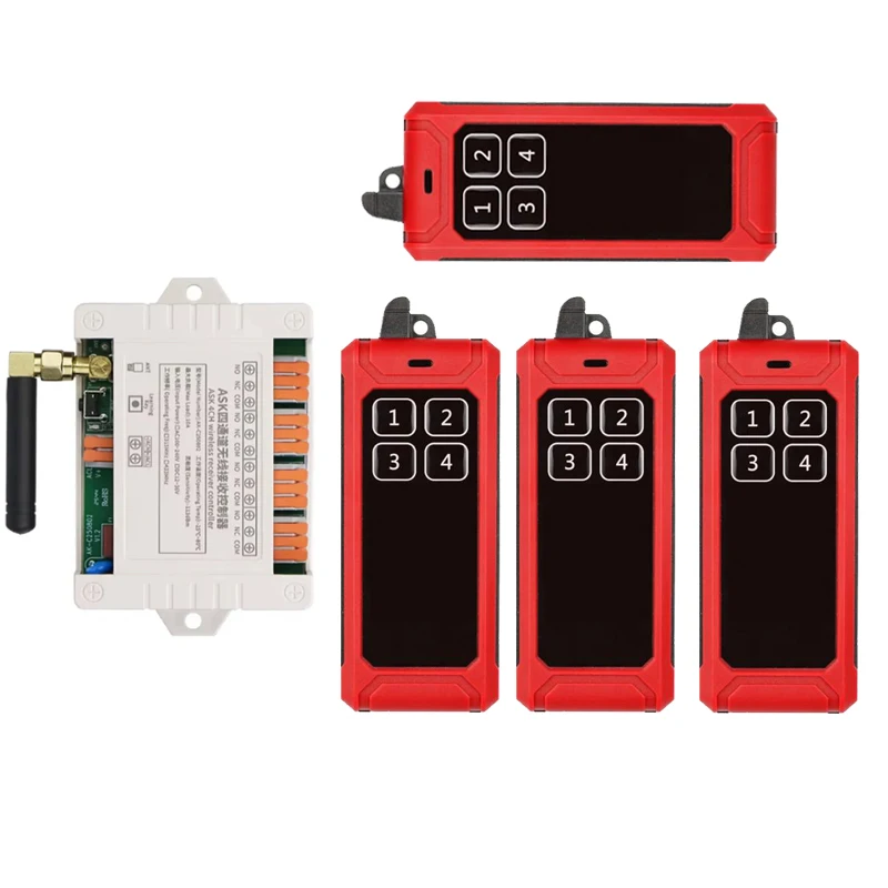 

433MHz Universal Wireless Remote Control DC12V 24V 36V 4CH Relay Radio controller Receiver Module RF Switch & Gate Garage opener