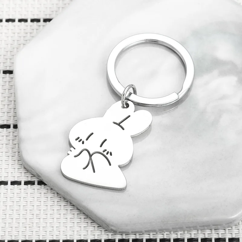 New Rabbit Carrot Stainless Steel Keychain Cute Cartoon Couple Keychain Student Backpack Pendant Hot Sale