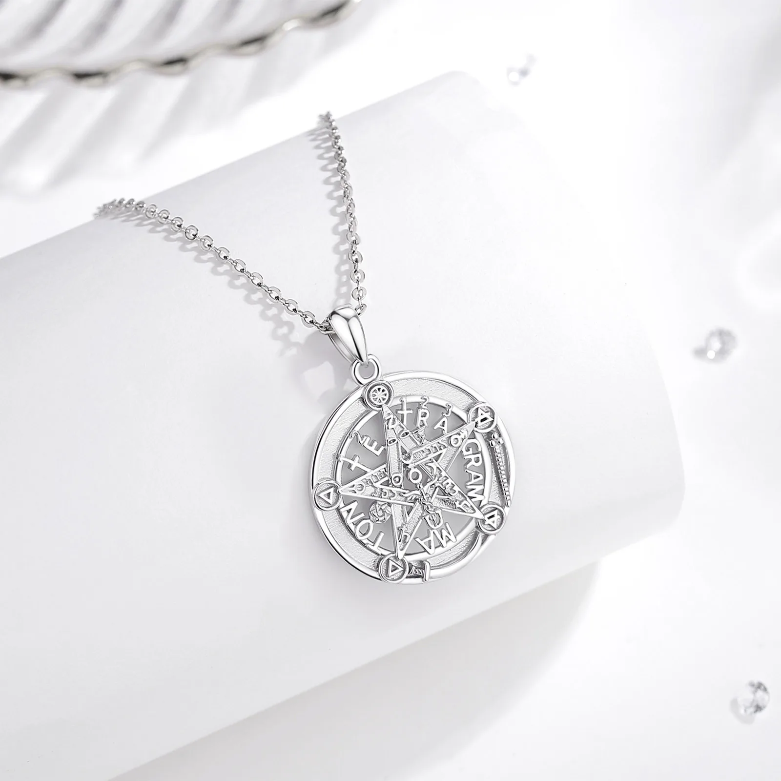 Eudora 925 Sterling Silver Pentagram Necklace Guardian Star Tetragrammaton Rune Amulet Pendant Jewelry Fine Gift For Men Women