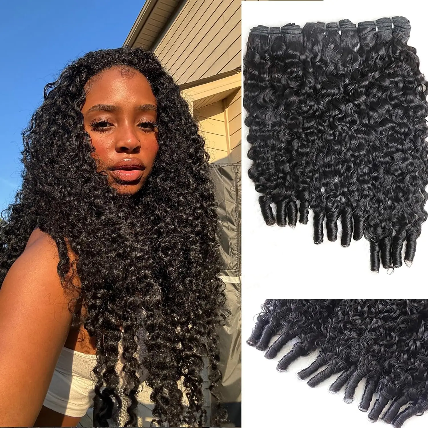 Burmese Curly Bundles Human Hair Extensions Burmese Pixie Curls Raw Virgin Hair Human Hair Bundles Weave 1/3/4/5 Bundle Full End