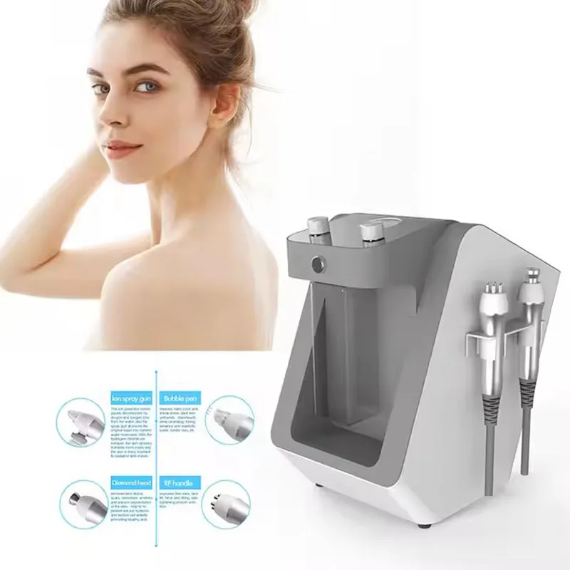 New 4 in 1 Small Bubble Hydrogen Oxygen Facial Machine Microdermabrasion Device Peeling Cleansing Lifting SPA Bubble Equipment