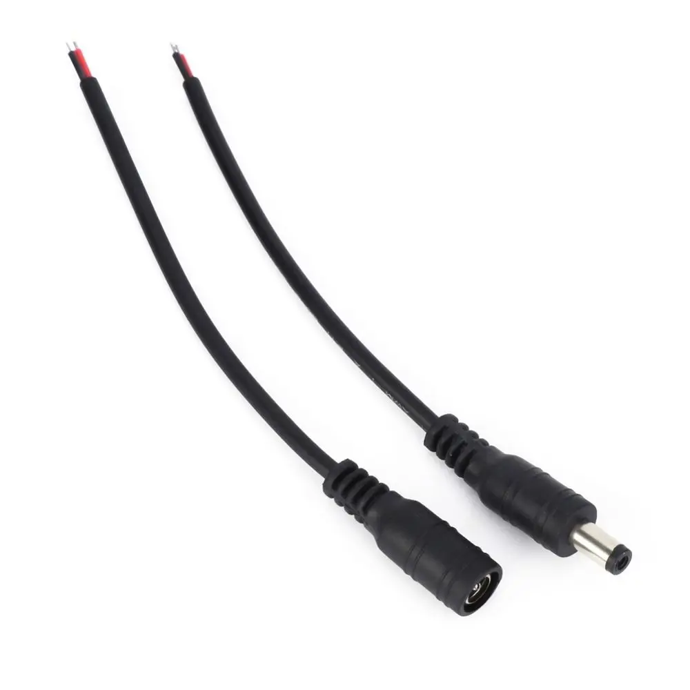 5 Pair 5.5x2.1mm DC Power Connector 15cm Black White Barrel Plug Jack Connector Easy Installation Male & Female