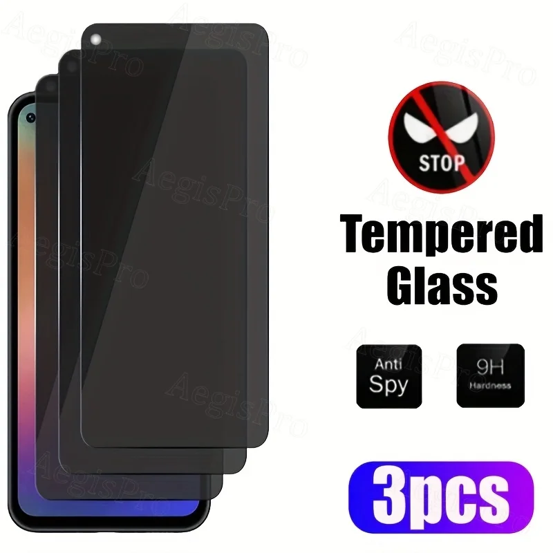 3pcs black full screen privacy glass screen protector,scratch resistant,for OPPO A52/A53/A53 5G/A54/A54 5G/A72/A72 5G/A74/A74 5G
