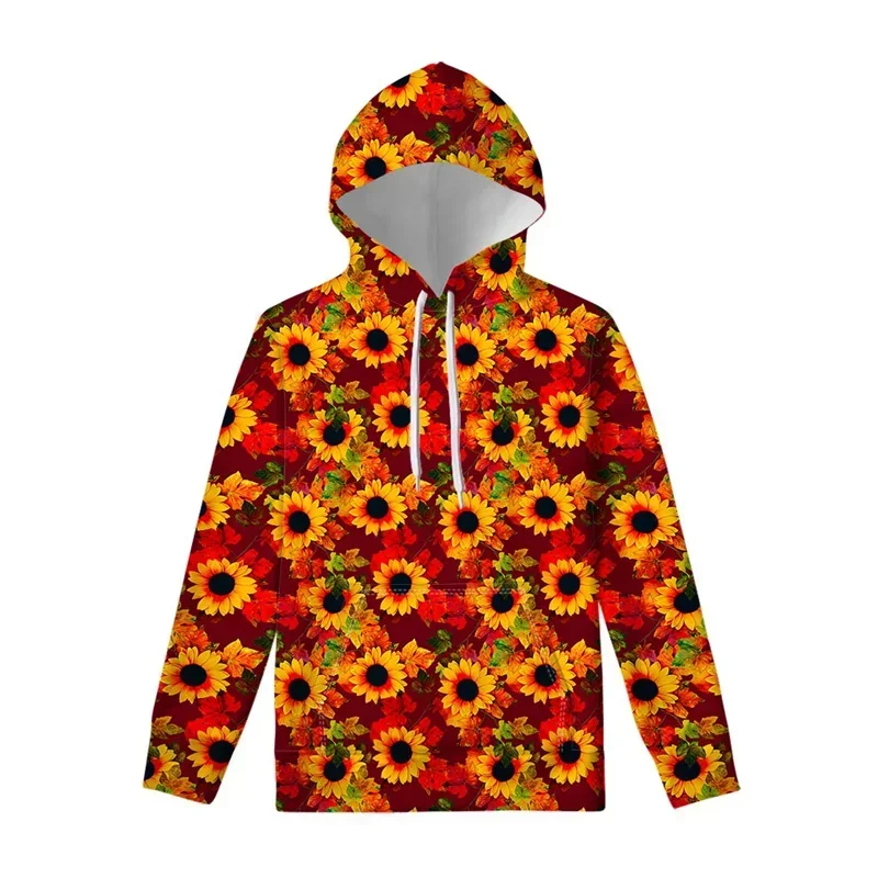 

Sunflower Floral 3D Printed Hoodie Men Kids Fashion Harajuku Plants Flower Pattern Pullover Swearshirt Spring Autumn Hoodies