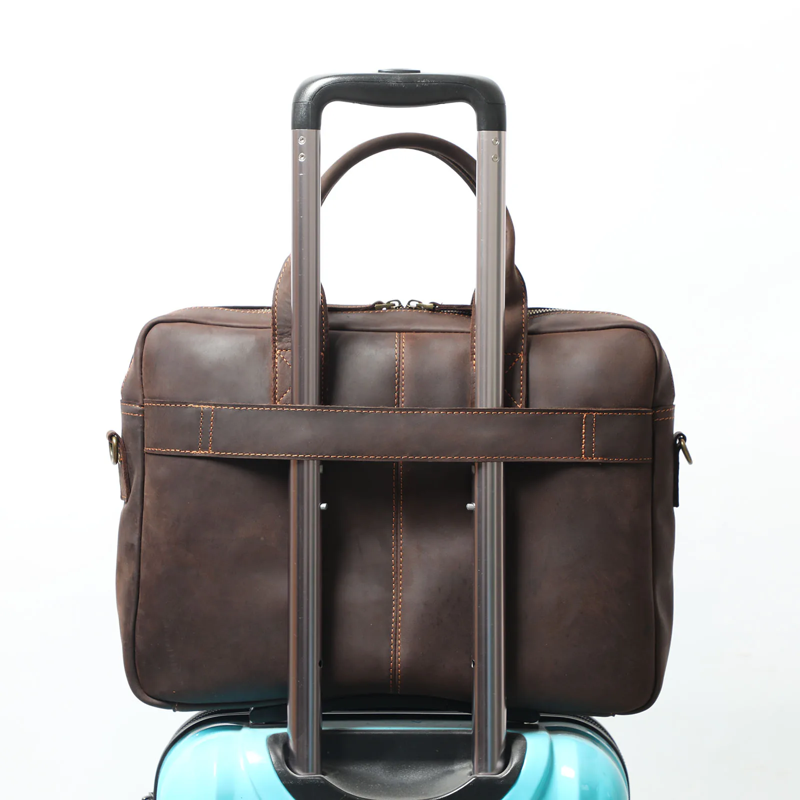 Vintage Echtleder Herren Aktentasche 15" Laptop-Tasche Arbeits- und Business-Herrentasche aus Crazy Horse Leder Schultertasche Handtasche – Detail 9