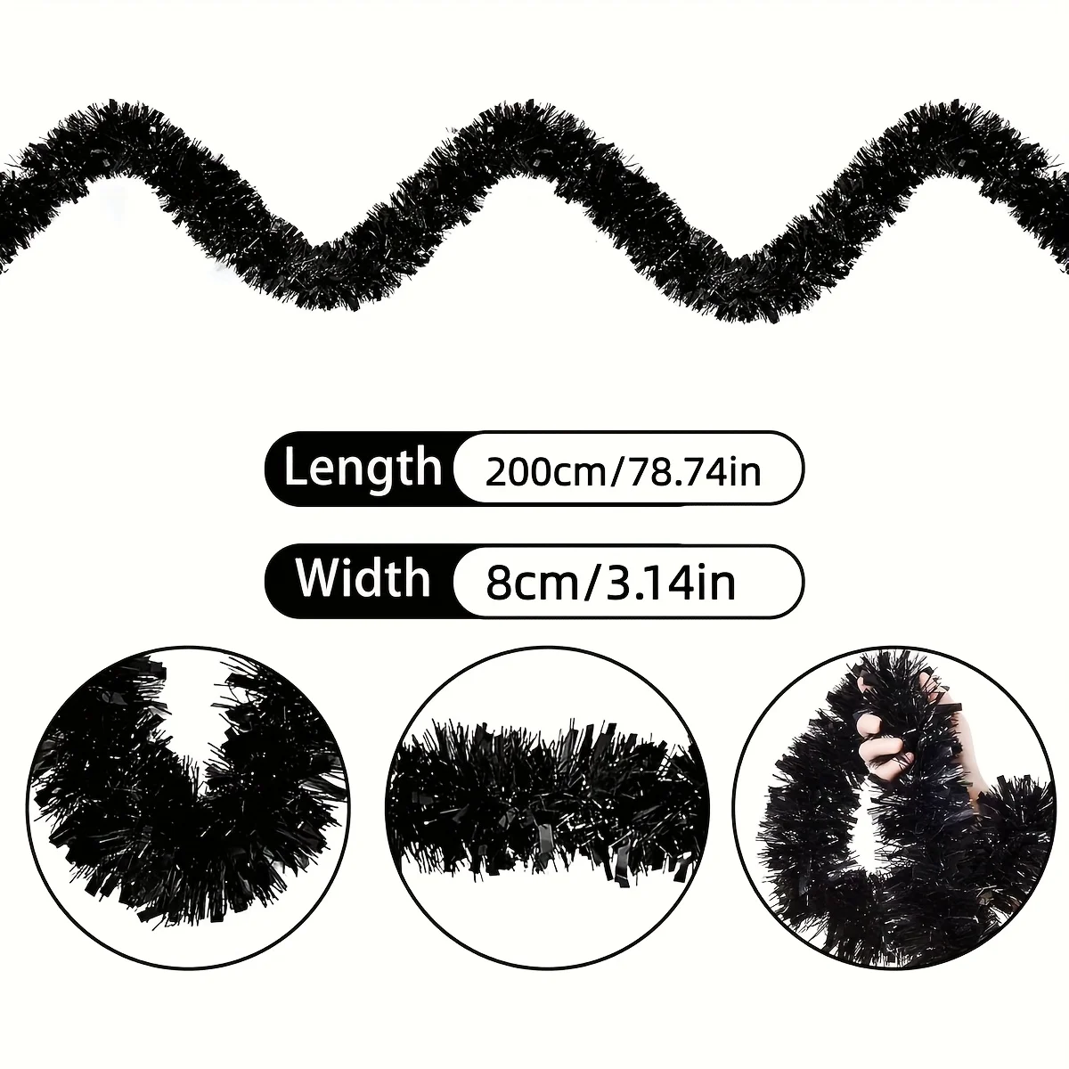 1個入り ブラックティンセルガーランド メタリックハロウィン - Tinsel Garland Decoration のレビューと価格