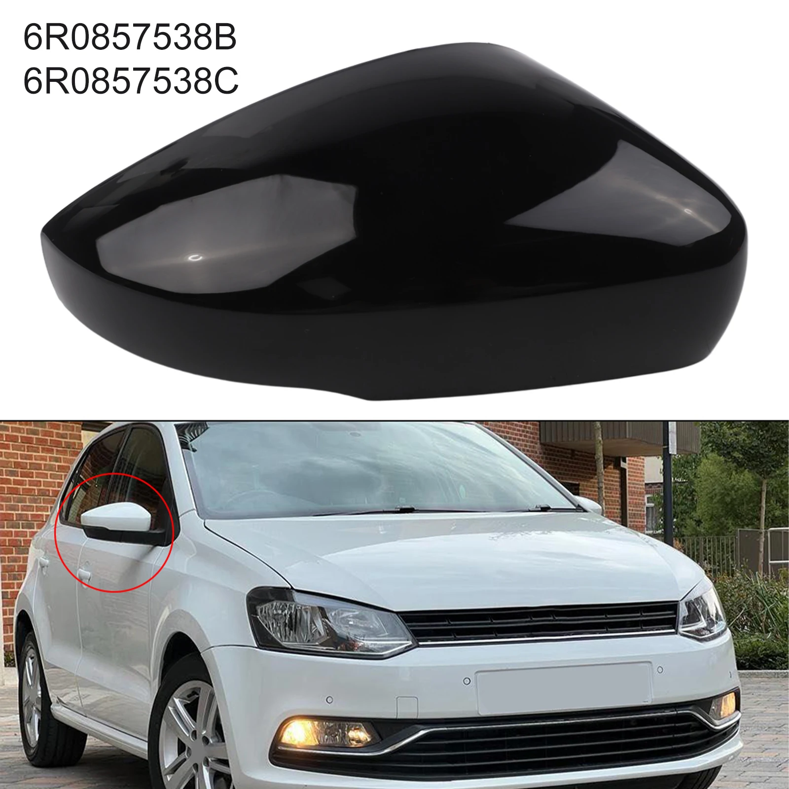 For Polo MK5 Right Side Exterior Mirror Cover for Model Years 2009-2017 OEM Number Matched 6R0857538B and 6R0857538C