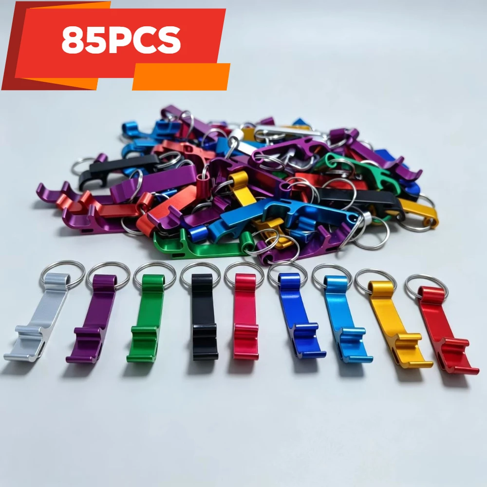 85pcs Mix Color Beer Bottle Opener Aluminum Bottle Openers Key chain Bottle Opener Beverage Bottle Opener For Men Women