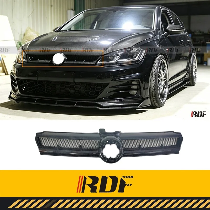 Suitable for VW Golf 7.5 Carbon Fiber Grille GTI Modify Aspec Front Bumper Upper Intake Grill Replacement Center Grille Body Kit