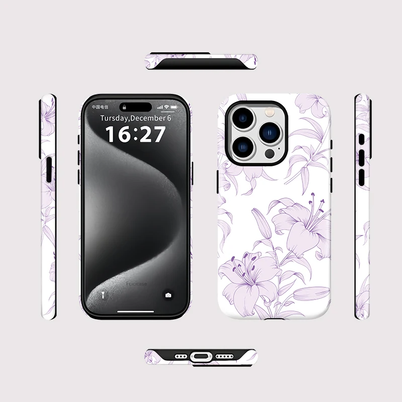 Fcicicase Magnetic Phone Case For iPhone 17 Pro Max 16 15 14 13 12 Pro Max 17Air Flower Painting For Magsafe Double-layer Cover