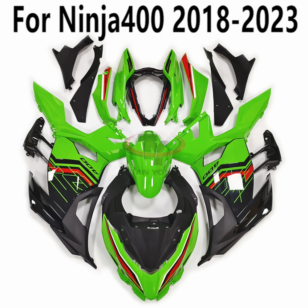 

2023 новый зеленый черный мотоцикл с принтом в клетку для Ninja400 кузов капот подходит для Ninja 400 18-19-21-22-23 полный комплект обтекателей