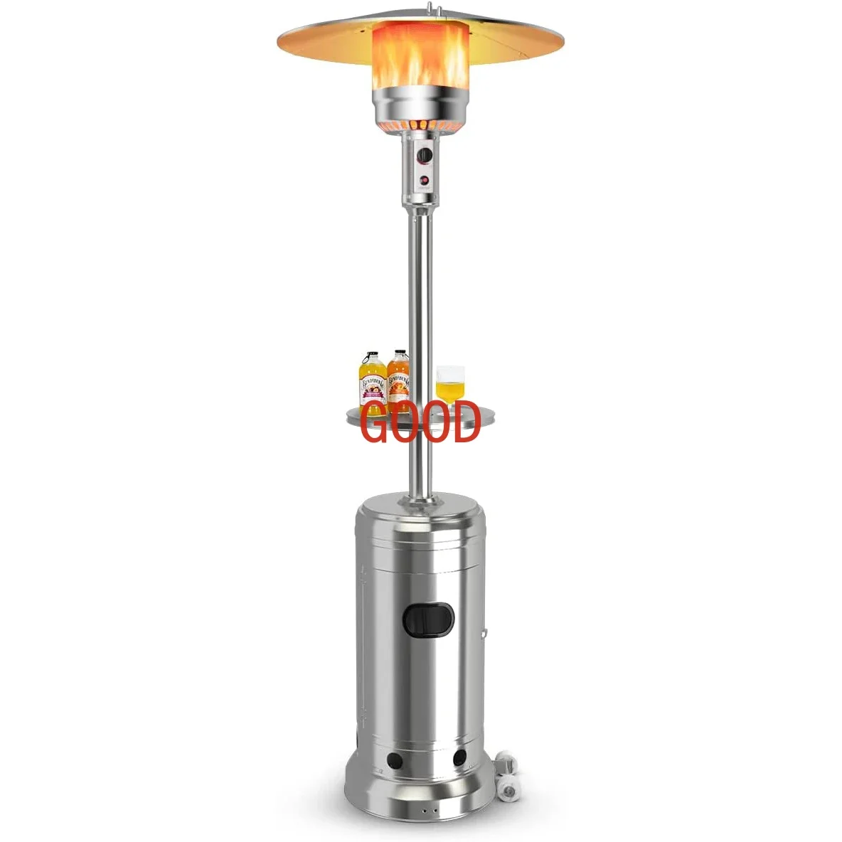 DEFINUO 48000 BTU Лучший уличный пропановый обогреватель, с регулируемой по высоте полкой, столешницей и колесами, заводской в Китае