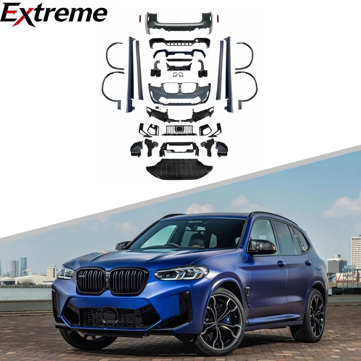 High Quality for BMW F97ody Kit for BMW BMW G01 X3 21+ Upgraded F97 LCI X3M Body Kit Front Lip Rear Diffuser
