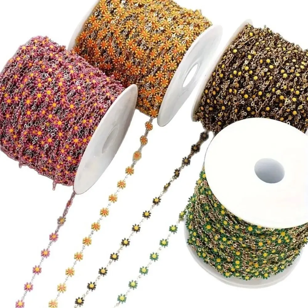 Accessories 1 Meter Daisy Chain Colorful Handmade Enamel Chain Gold Plated Link Chains Jewelry Making view 5
