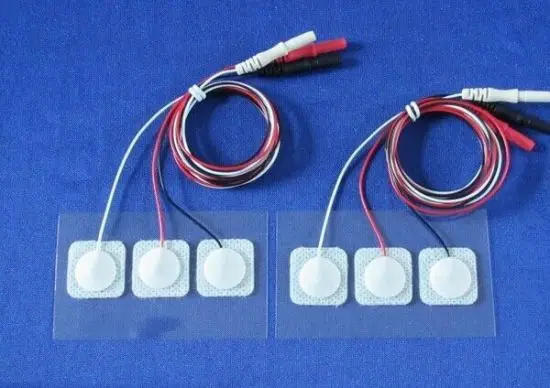 AHA non-woven backing, DIN 1.5 mm jack connector, disposable electrocardiogram electrodes with cable, disposable medical
