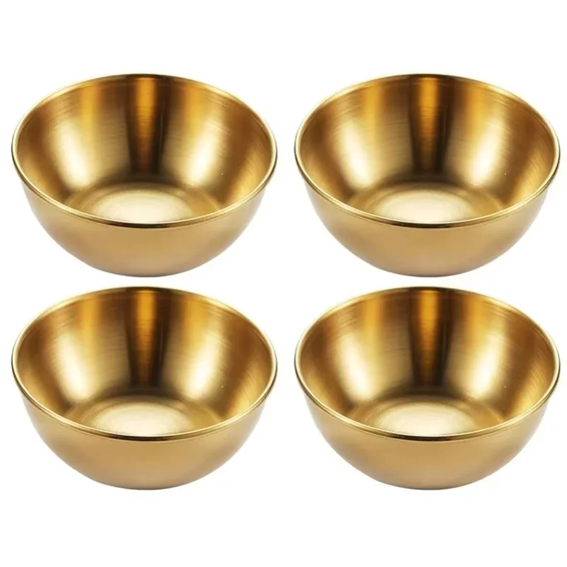 

4pcs 2pcs Stainless Steel Golden Sauce Dishes Appetizer Seasoning Serving Dishes Sets Tray Spice Plates Kitchen Tableware