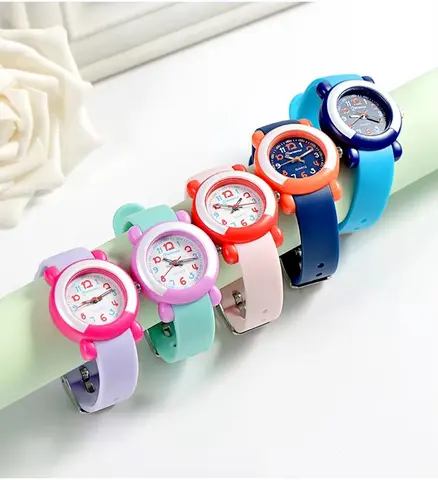 Rosa Quartz Barnklockor Silikonarmband Vattentäta Blå Analoga Barnarmband För Flickor Pojkar 8 best sales vackra enkla klockor för tjejer - №4