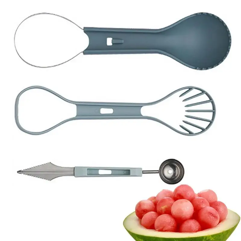 Fruit Scooper 3 In 1 Watermelon Ball Cutter Professional Ice Cream Scoopers Stainless Steel Pumpkin Carving Kit For Kitchen