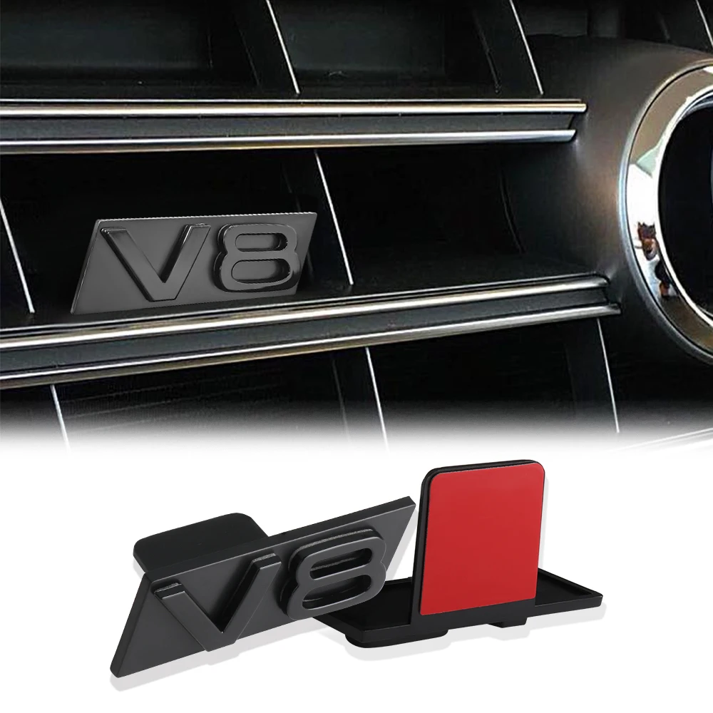 3D ABS W12 V8 V6 Emblem Auto Frontgrill Abzeichen Tuning Center Cover für Audi Sline A1 A3 8P A4 B5 B6 B7 B8 A5 A6 C5 C6 C7 Quattro