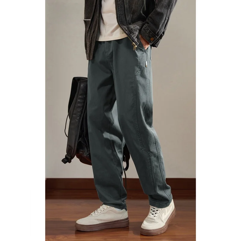 

American Sle Loose Straight Leg Casual Pants Men's Autumn 2025 New Retro Trendy Patchwork Slim Fit Elastic Workwear