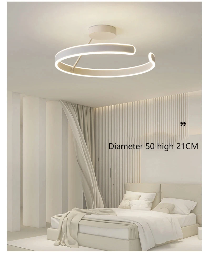 Modern simple bedroom ceiling lamp led flicker-free eye protection book room lamp up and down luminous C round master bedroom