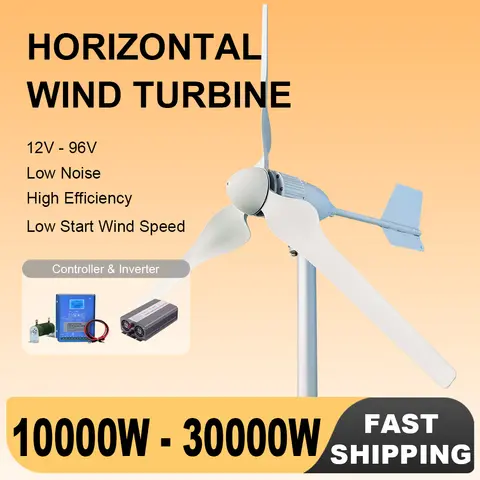유럽 창고 10KW 20KW 30KW 3날개 48V 풍력 발전기 3상 AC 풍력 터빈 가정용 풍차 MPPT 컨트롤러 포함