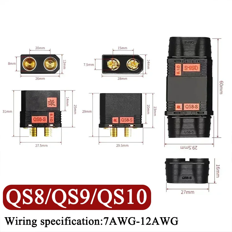 QS8 9 Male Female Aviation Model Connector QS10 Anti Spark Charging Power Adapter for Electric Motorcycle Forklift Battery Plug
