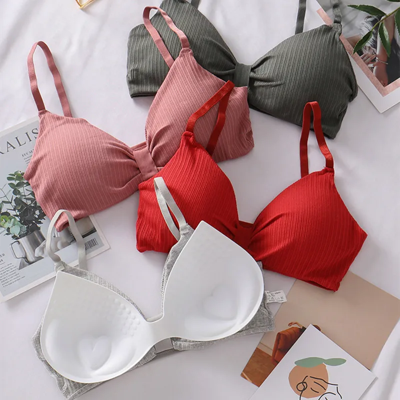 Push Up Cotton Bras for Women Sexy Lingerie Brassiere Adjustable Straps Wire Free Bra Female Bralette Seamless Underwear