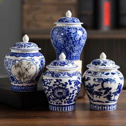 Blue and White Porcelain Tea Canister Ceramic Tea Organizer Box Storage Jars Desk Decoration Tea Jar Coffee Container Tea Caddy