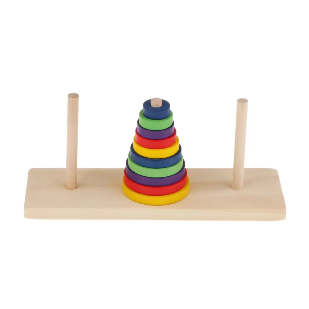 Indian Style Wooden Tower of Hanoi IQ Puzzle Children Educational Toy