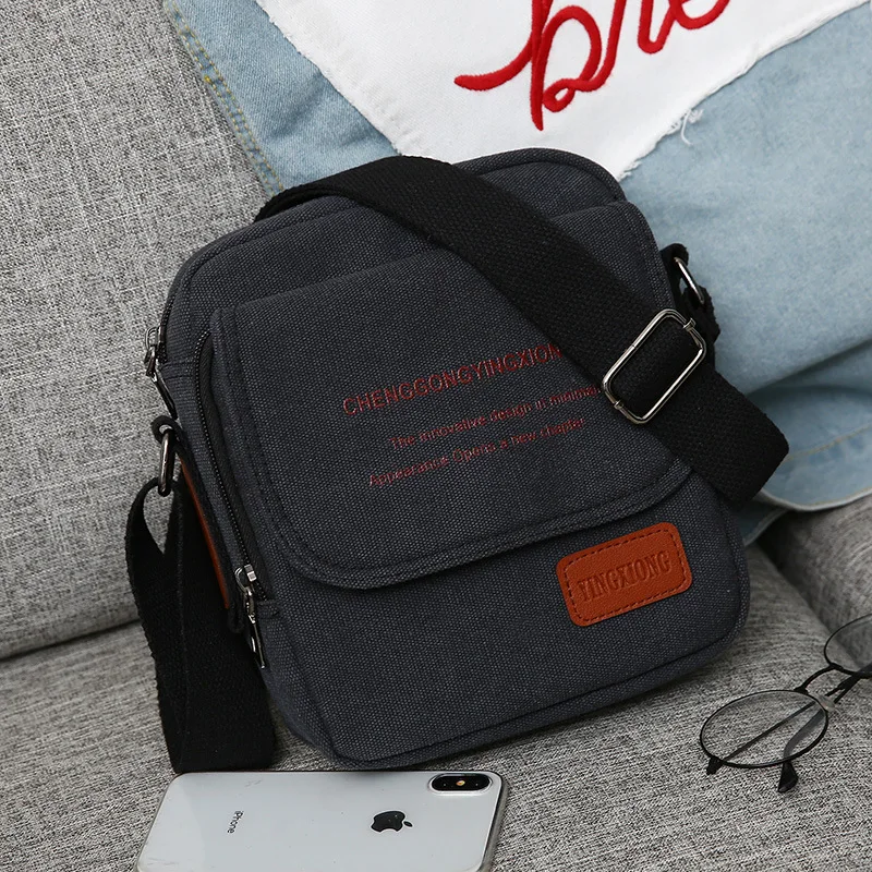 Vintage Canvas Men's Shoulder Bag Small Casual Messenger Bag Sports Male Crossbody Bag Fashion Handbag