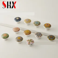 Bohemian Ceramic Handle European Handle Drawer Cabinet Door Circular Wardrobe Door Handle Ceramic