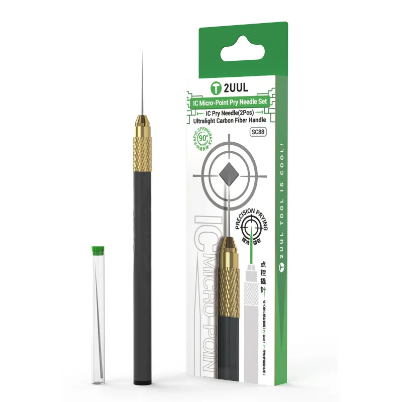 2UUL SC88 Professional IC Pry Needle Set Carbon Fiber 2pcs for Precise Chip Glue Removal & Tin Dragging Tool Set