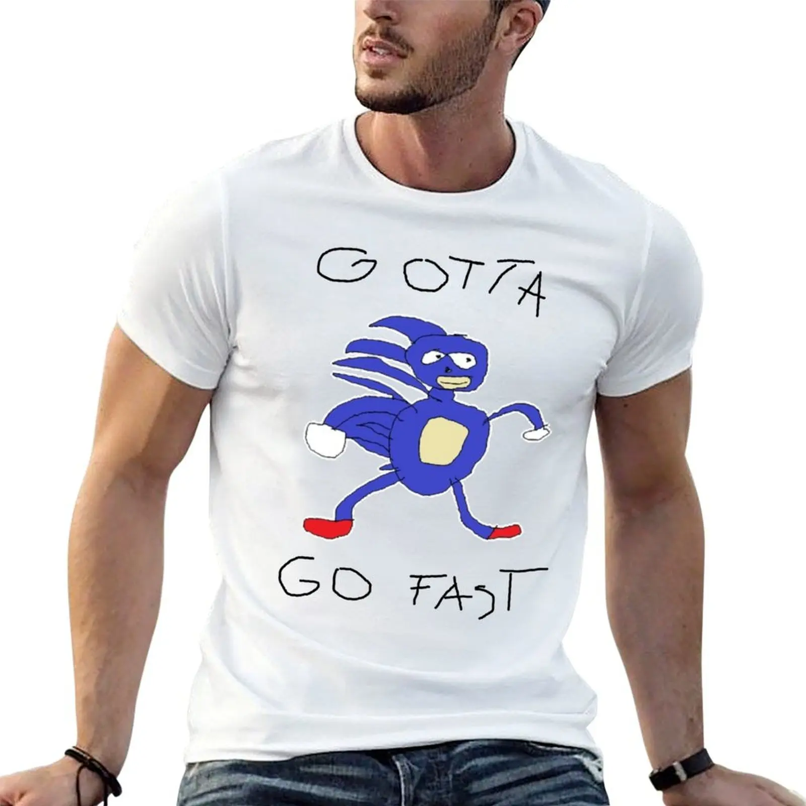 Gotta go fast Sanic Funny Meme Classic T-Shirt Breathable Sportswear T-Shirt for Men