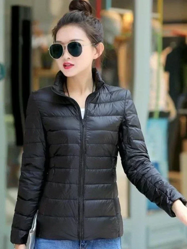 Women\'s Winter Down Jacket Fashionable Commuting Coats Solid Color Leisure Elegant Streetwear Stand Collar Tops Women\'s Clothing