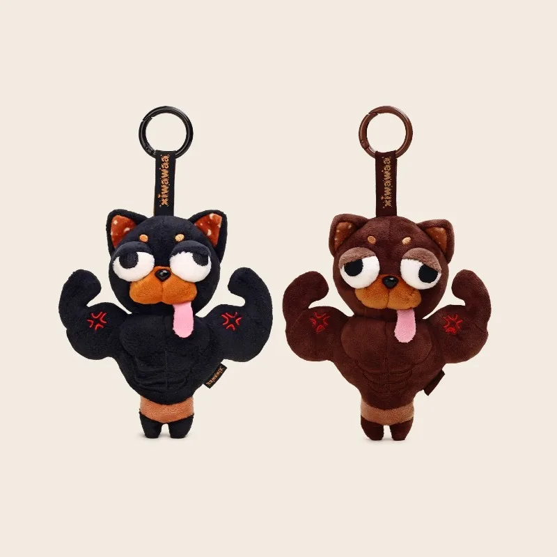 15cm Xiwawa Muscle Dog Plush Keychain Toys Cute Buff Puppy Bag Pendant Soft Stuffed Dog Car Keyring Doll Ornament Gift For Girls