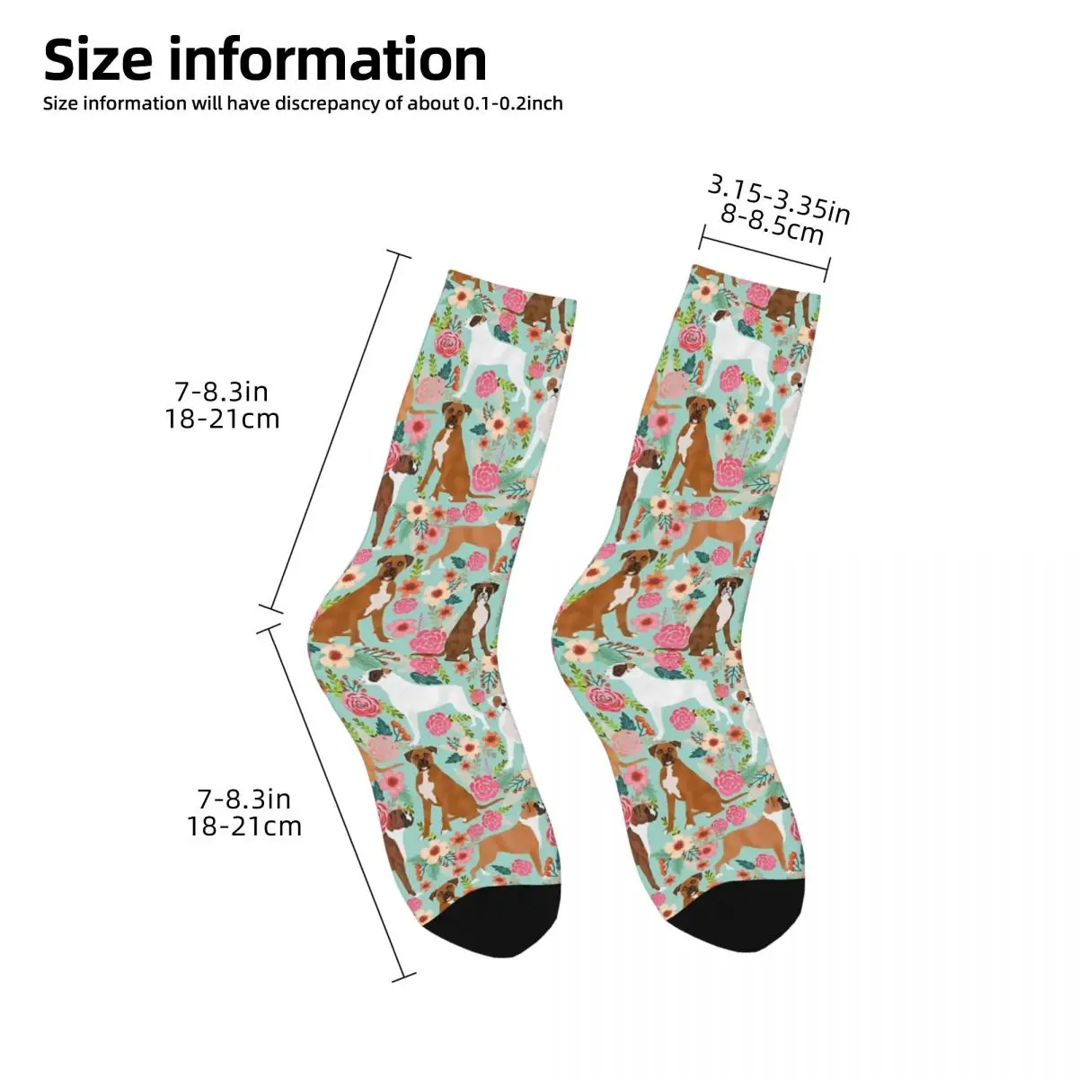 Boxer Floral Dog Breed Boxer Dogs Must Have Boxers Pet Lover Socks Harajuku Sweat Absorbing Stockings All Season Long Socks