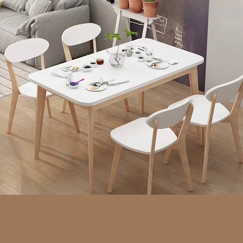 

Обеденный стол из цельного дерева, простой современный стол для маленькой квартиры, высокое качество