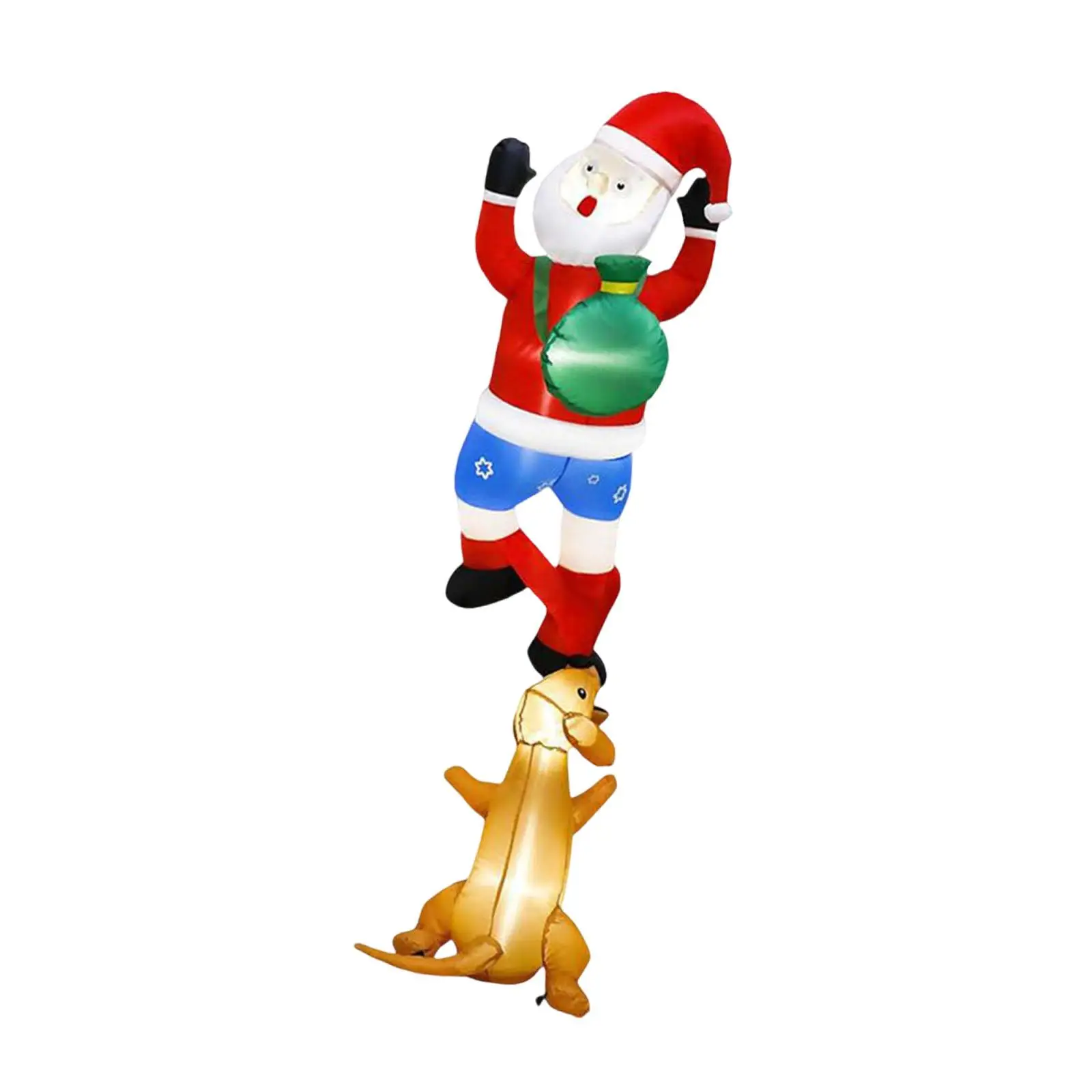 Christmas Inflatable Climbing Santa Dog Ornament for Backyard Winter Outside