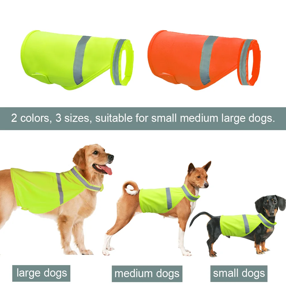 Reflective Dog Vest Night Safety Fluorescent Dogs Clothes Visibility Pet Coat Waterproof for Small Large Pet Orange Green