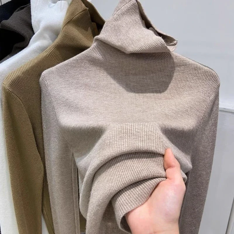 

Long Sleeve Turtleneck Slim Jumper 2025 Autumn Winter Sweater Women Knitted Ribbed Pullover Sweater Soft Warm Pull Femme