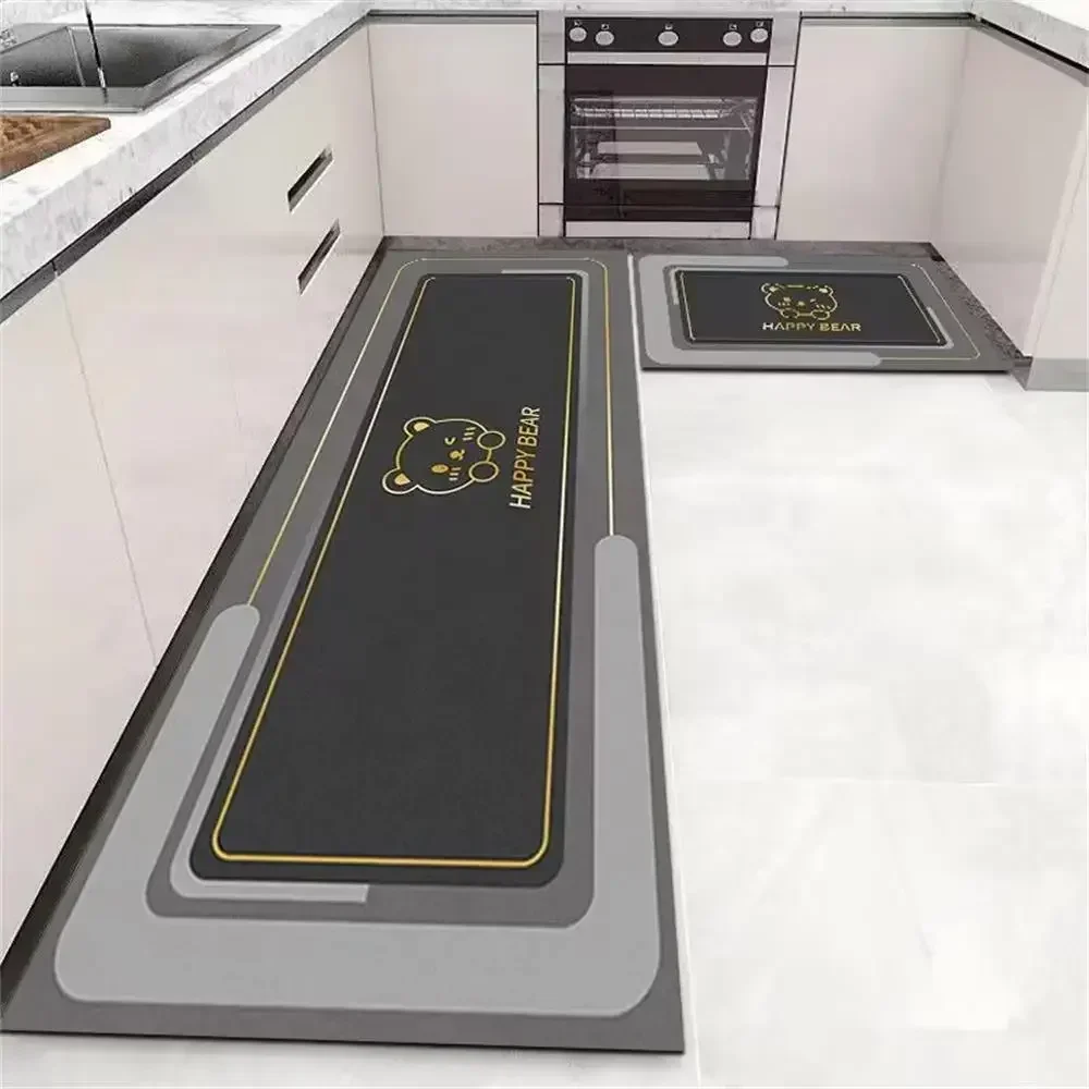 VIKAMA 1/2pcs Kitchen Anti-Slip Floor Mat Washable Bedroom Long Strip Bedside Carpet Bathroom Entrance Door Mat Home Decoration