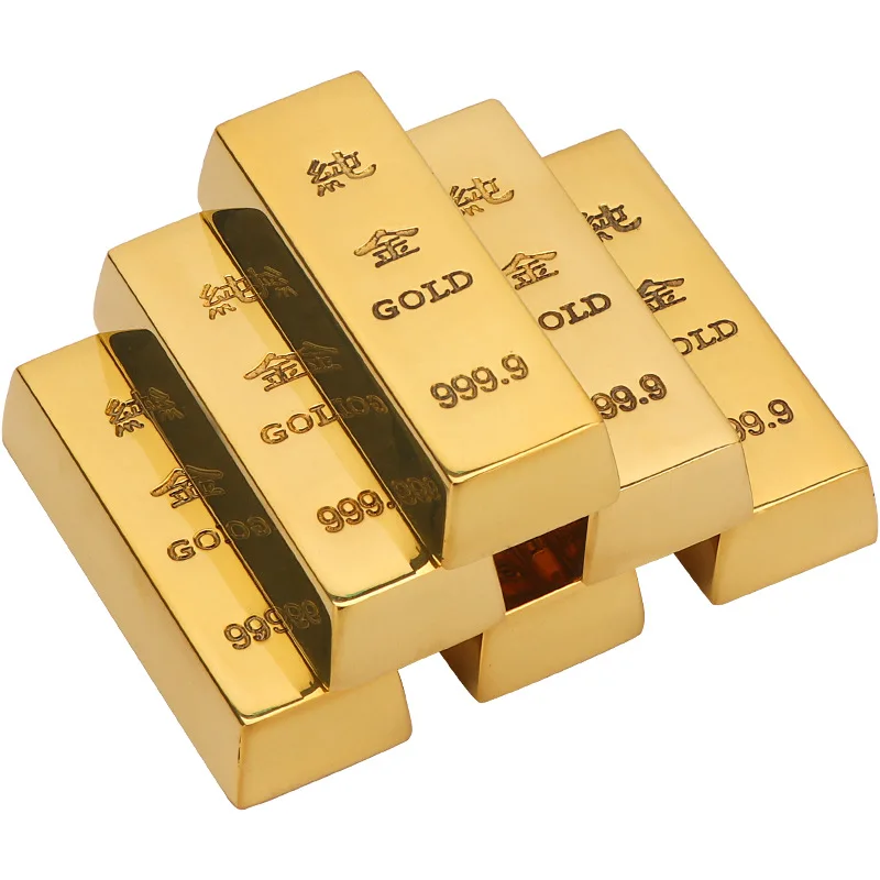 Pure Copper Solid Gold Bar Handicraft Ornaments Lucky Simulation Gold Brick Paperweight Copper Material Gold Bar Decoration Gift