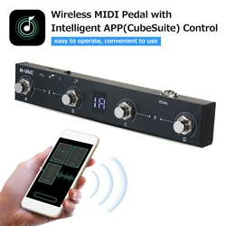 M-VAVE Chocolate BT Wireless MIDI Controller Rechargeable 4 Buttons Portable MIDI Foot Controller Pedal APP Control