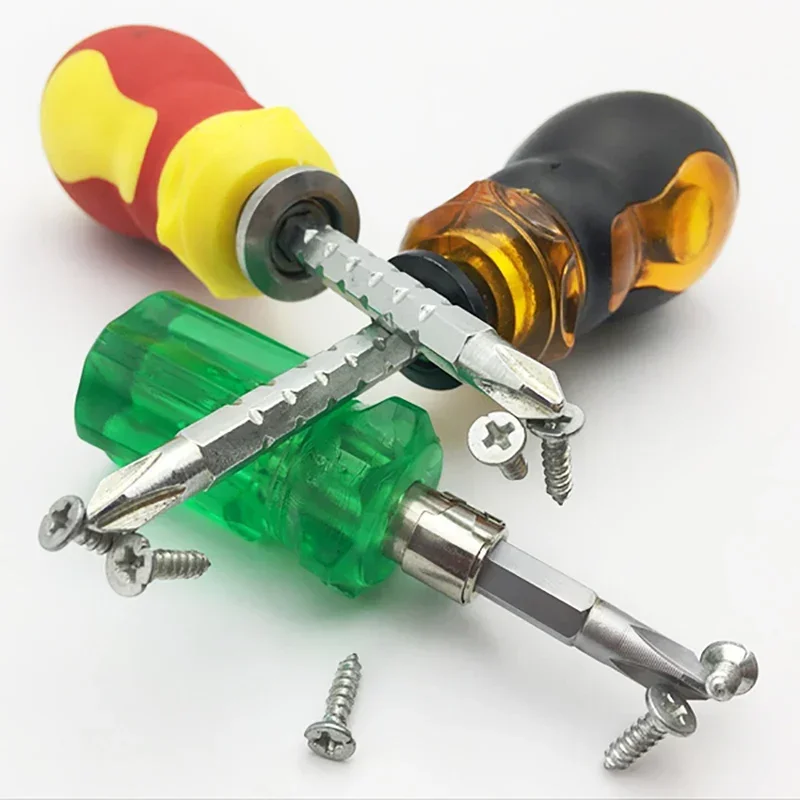 5x75 Mini Portable Small Carrot Screwdriver Telescopic Screwdriver Transparent Head Double-Use Screwdrivers Manual Repair Tool