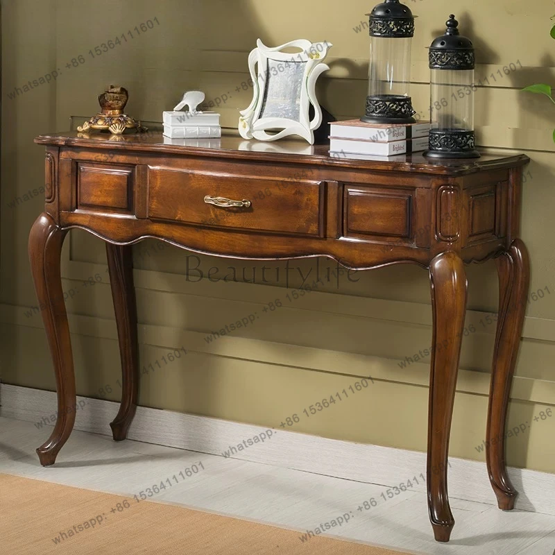 American solid wood entrance table European entrance hall decorative cabinet sofa back few