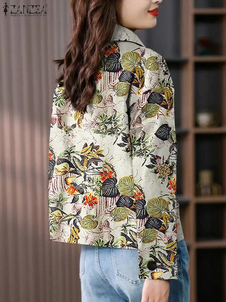 Bohemain Floral Printed Coats ZANZEA Women Jackets Casual Lapel Neck Long Sleeve Buttons Outwear Elegant Work Holiday Coat Tops